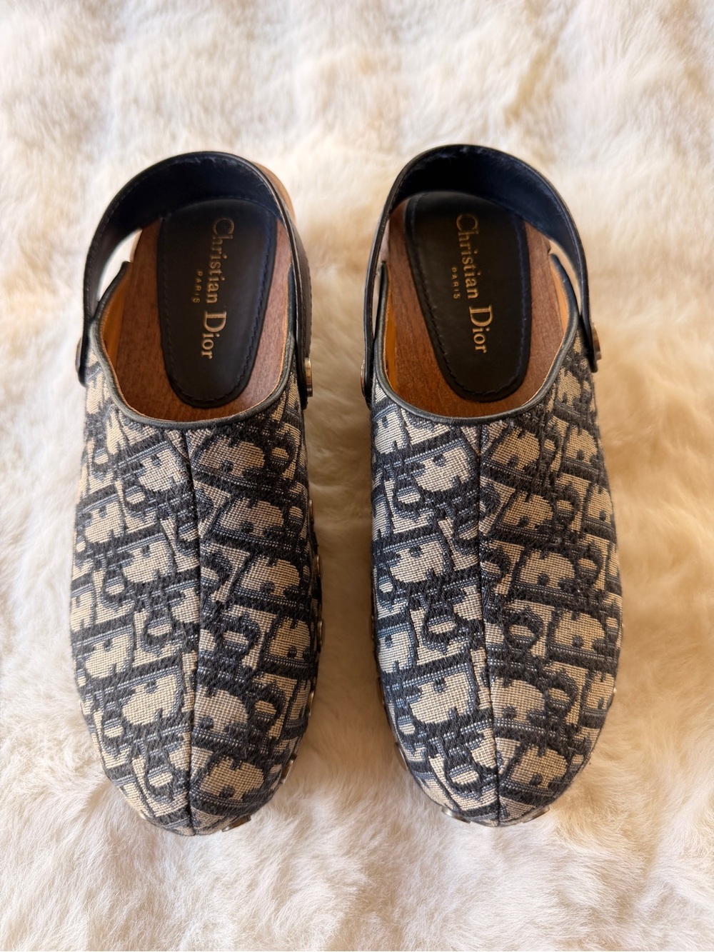 Christian Dior Diorquake 20mm Oblique Canvas Slingback Clogs Shoes EU 38